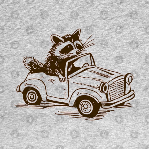Raccoon Riding A Car by Drawings Star